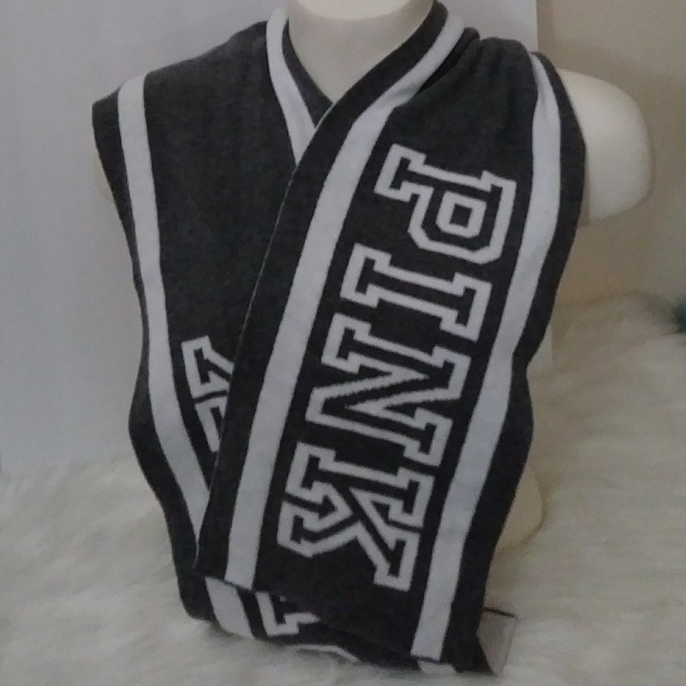 PINK Grey White Logo Scarf